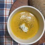 Creamy Carrot Soup, perfect to warm up on a blustery day in the fall.